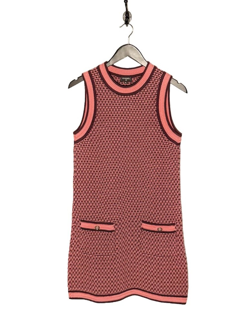 Chanel FW23 Pink Burgundy Cashmere Knit Mini Dress